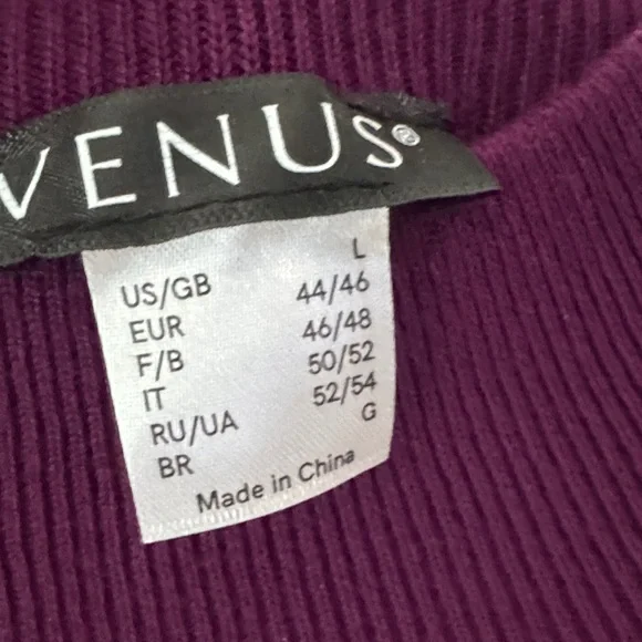 VENUS Deep Purple Long Sleeve Dress with Black Lace - Picture 3 of 6